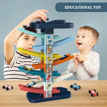 THE GLIDING RAIL CAR 6-LAYER TRACK BUILDING BLOCK TOY